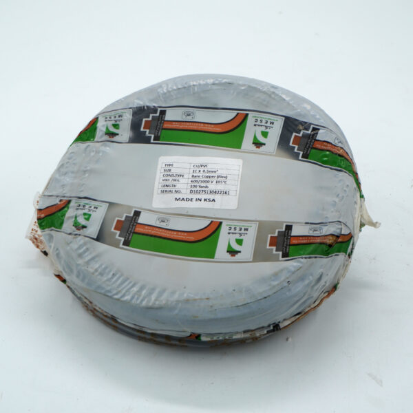 MESC 0.5mm² flexible copper wire with PVC insulation, rated 1000V